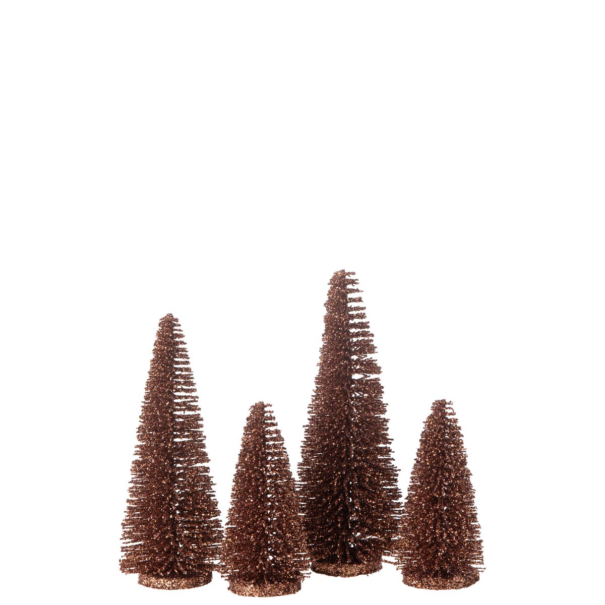 Sapins décoratifs Glitter J-Line en plastique marron avec paillettes scintillantes.