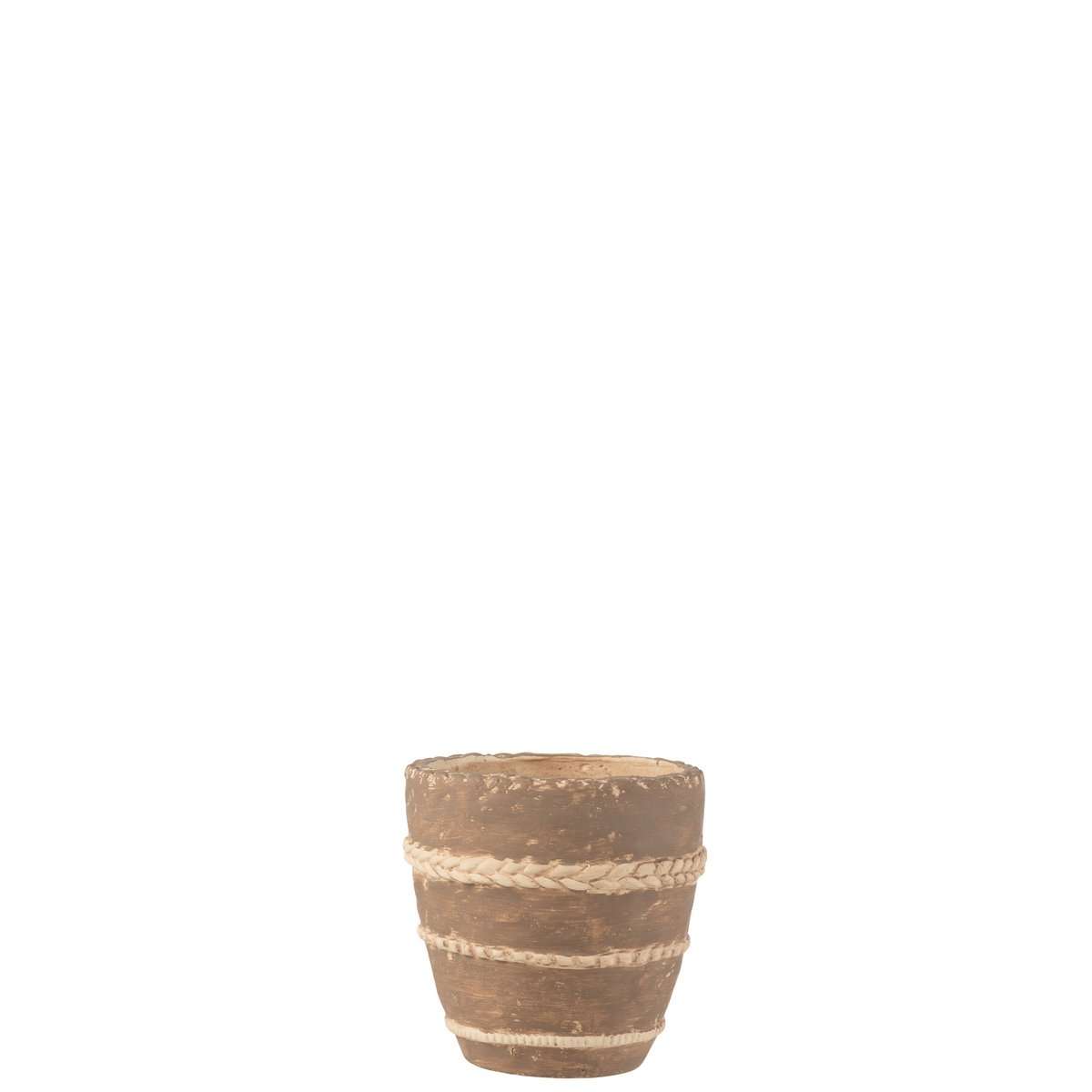 Pot de fleurs J-Line en céramique marron, tressé, diamètre 15 cm
