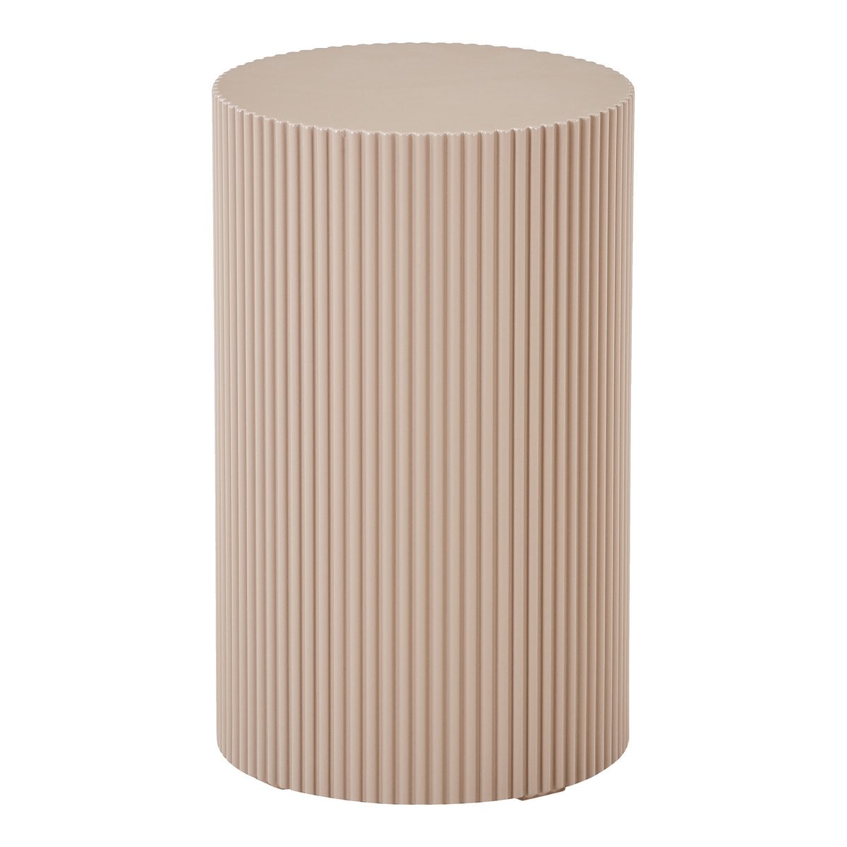 Table d'appoint Farense en MDF beige et gris, design nervuré, 30x30x50 cm