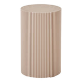 Table d'appoint Farense en MDF beige et gris, design nervuré, 30x30x50 cm
