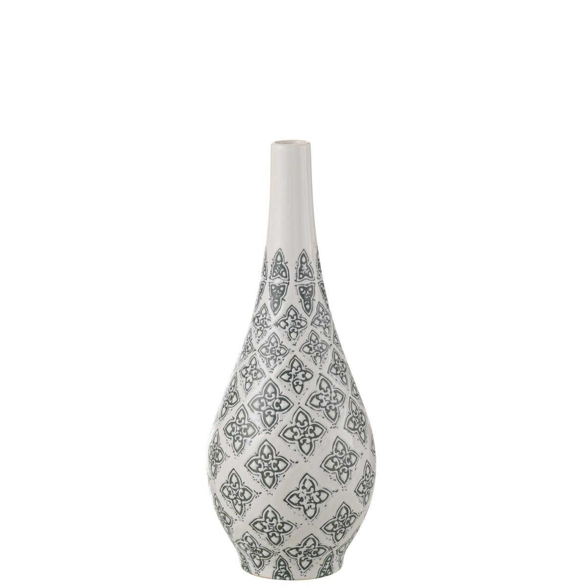 Vase Kousa Poire en porcelaine bleu et blanc, vue de face avec motifs élégants