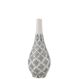 Vase Kousa Poire en porcelaine bleu et blanc, vue de face avec motifs élégants