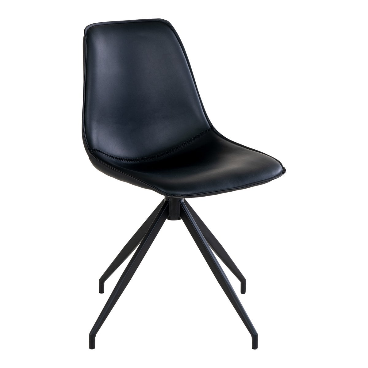 Chaise de salle à manger Monaco noire avec revêtement en cuir PU