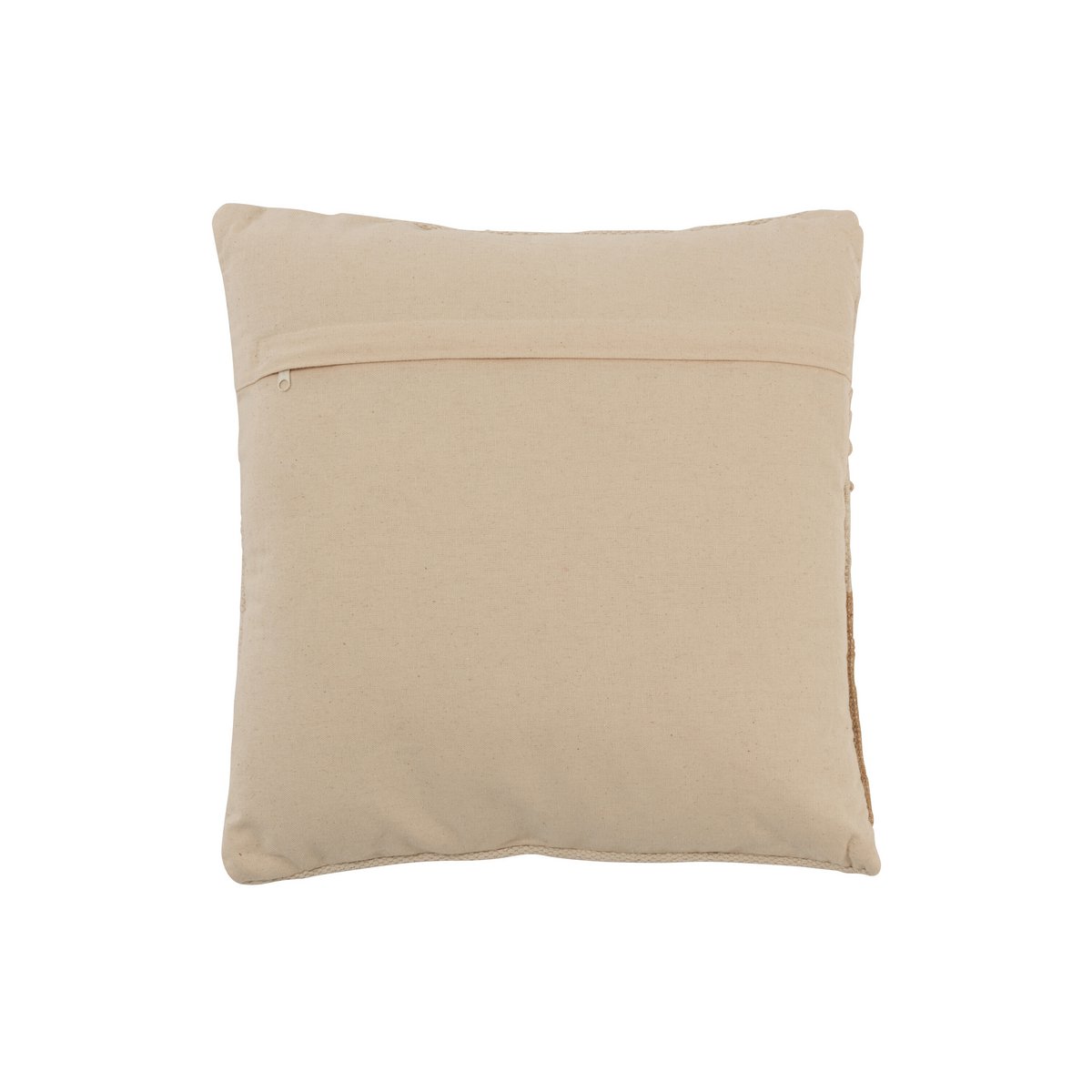 Coussin frangé carré beige en coton J-Line sur un canapé