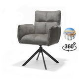 Fauteuil Nova Tissu Cremona %2393 Gris Foncé - Structure rotative 360 noir A360