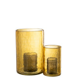 Lanterne J-Line en verre jaune - mise en scène décorative