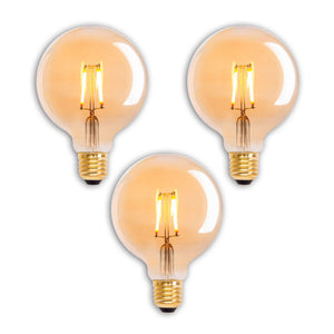 3 sets LED illuminant E27 version 4.1 watts, en métal et en verre, blanc chaud