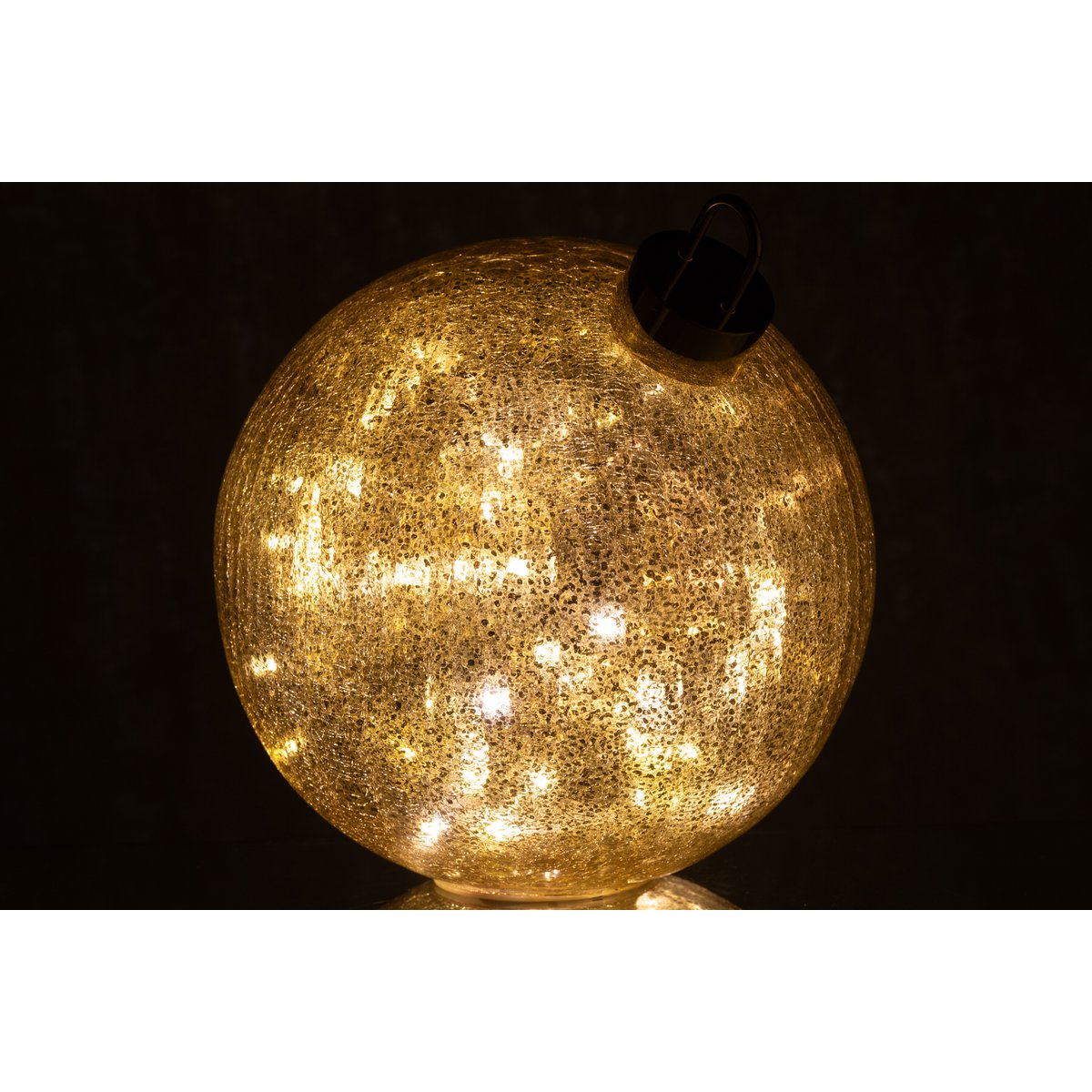 Boule de Noël J-Line en verre doré - détail des lumières LED