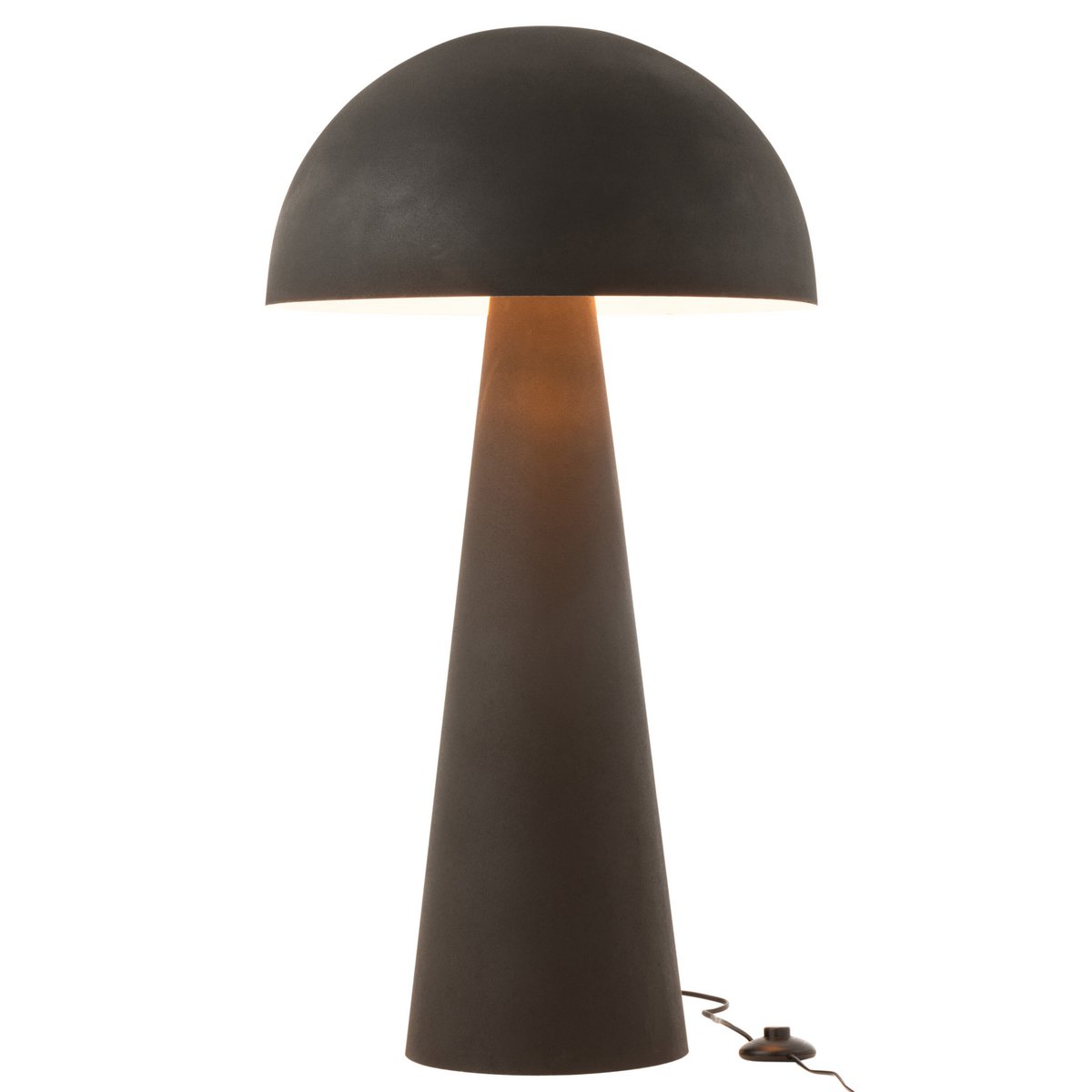 Détail du pied en métal noir de la lampe J-Line Mushroom