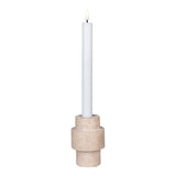 Bougeoir en travertin naturel, vue de face, couleur beige