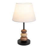 Lampe de table "Elina", env. 50 cm de haut, en métal en noir / brun, lames de texte en blanc, e27