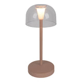 Lampe de table de batterie LED à 2 ert "Gomba" pour l'extérieur et à l'intérieur, en métal et en plastique dans l'amande givré, 18,5 cm de haut