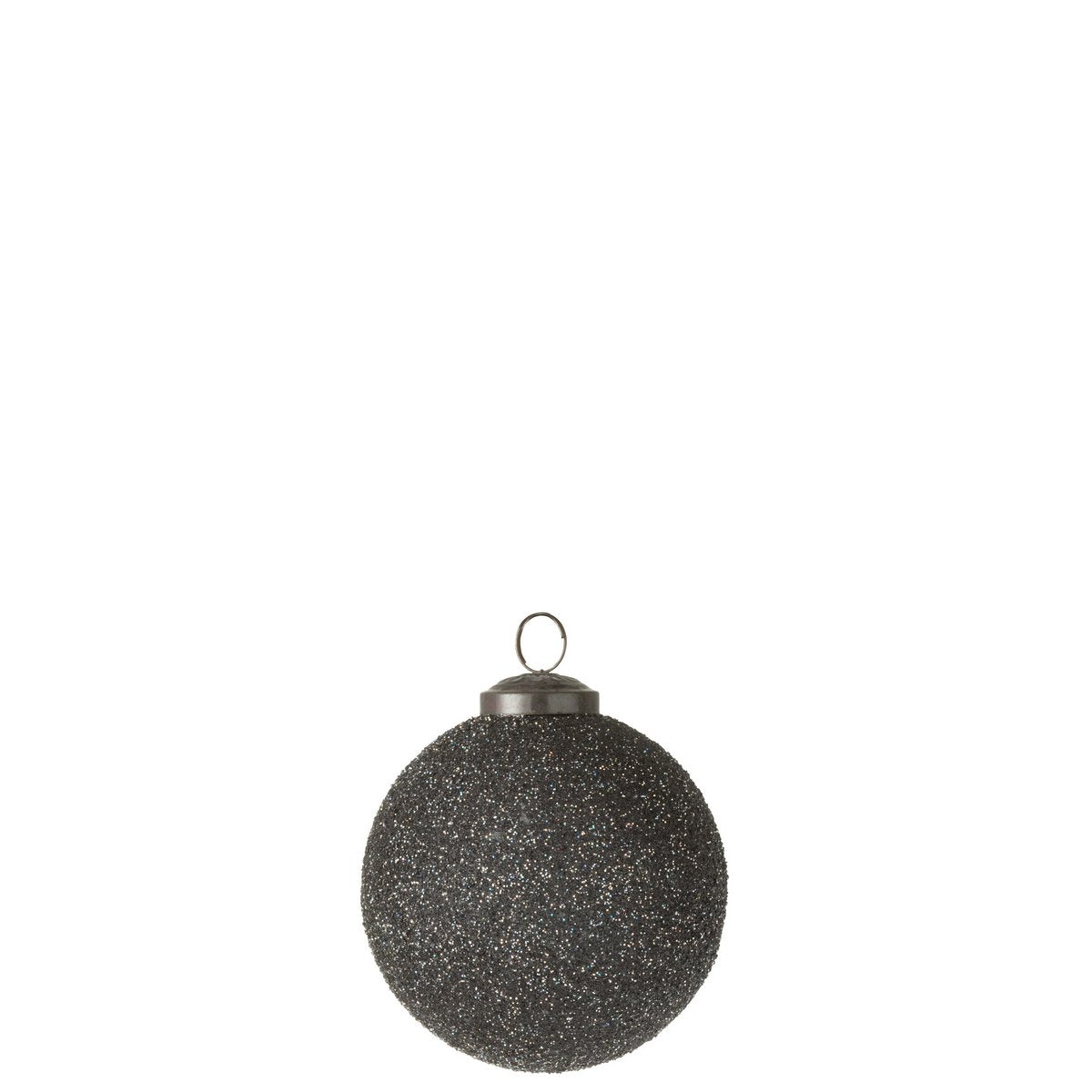 Boule de Noël J-Line en verre violet avec ornement glitter, élégante et festive.