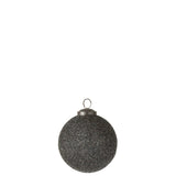 Boule de Noël J-Line en verre violet avec ornement glitter, élégante et festive.