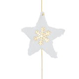 Pendentif Noël Étoiles J-Line en coton mâché blanc et or, vue de face