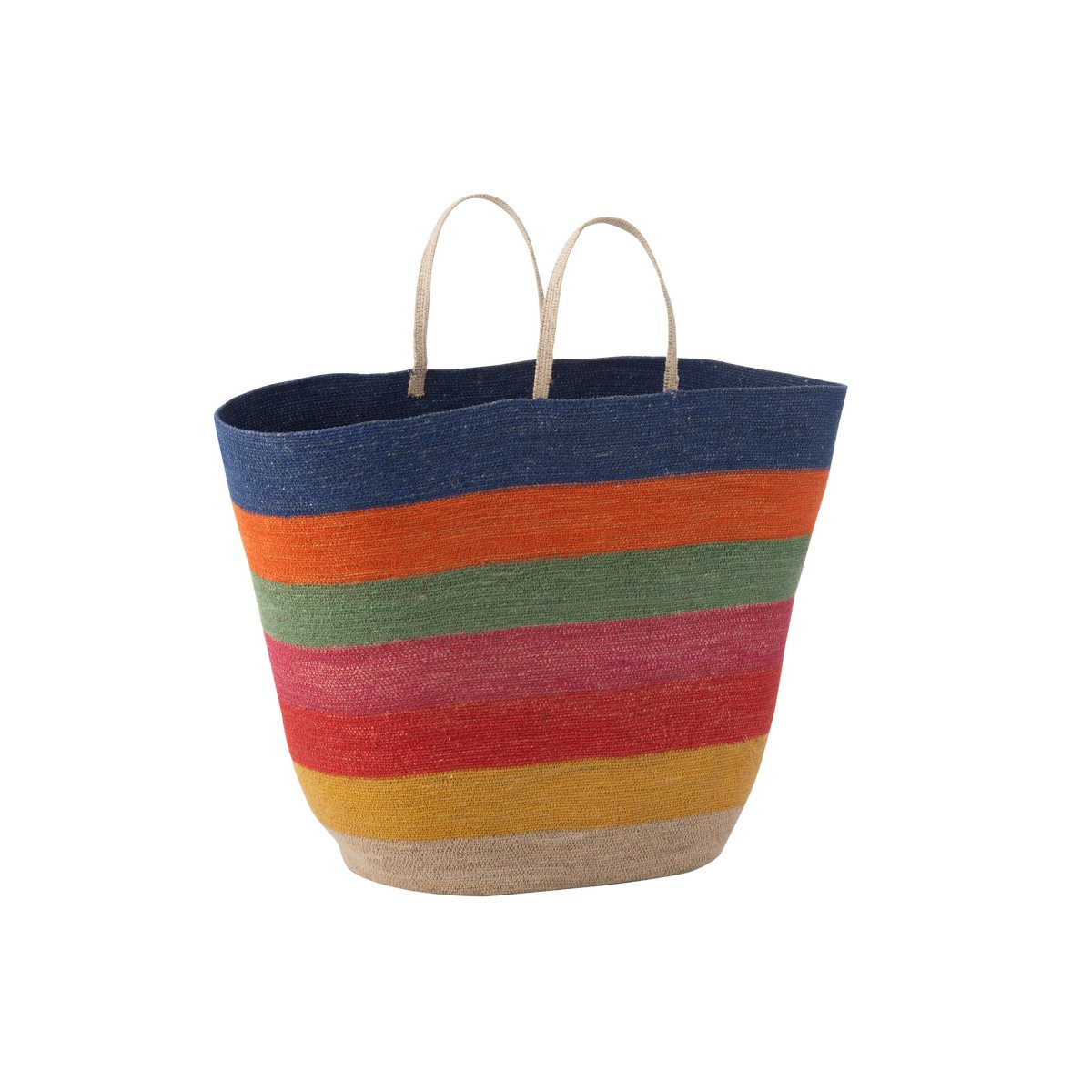 Panier Rainbow Stripes J-Line en rotin avec motifs colorés