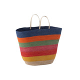 Panier Rainbow Stripes J-Line en rotin avec motifs colorés