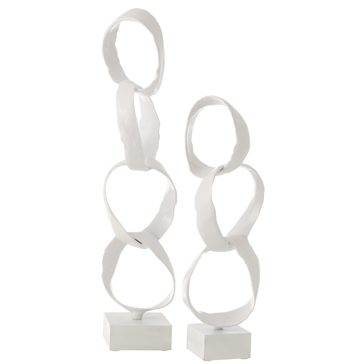 Figurine anneaux sur pied en aluminium blanc de J-Line, détail des anneaux