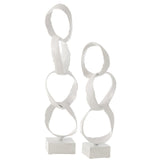 Figurine anneaux sur pied en aluminium blanc de J-Line, détail des anneaux