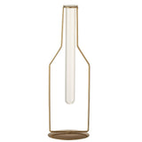 Vase tube doré en métal et verre de 33 cm par J-Line, vue de face