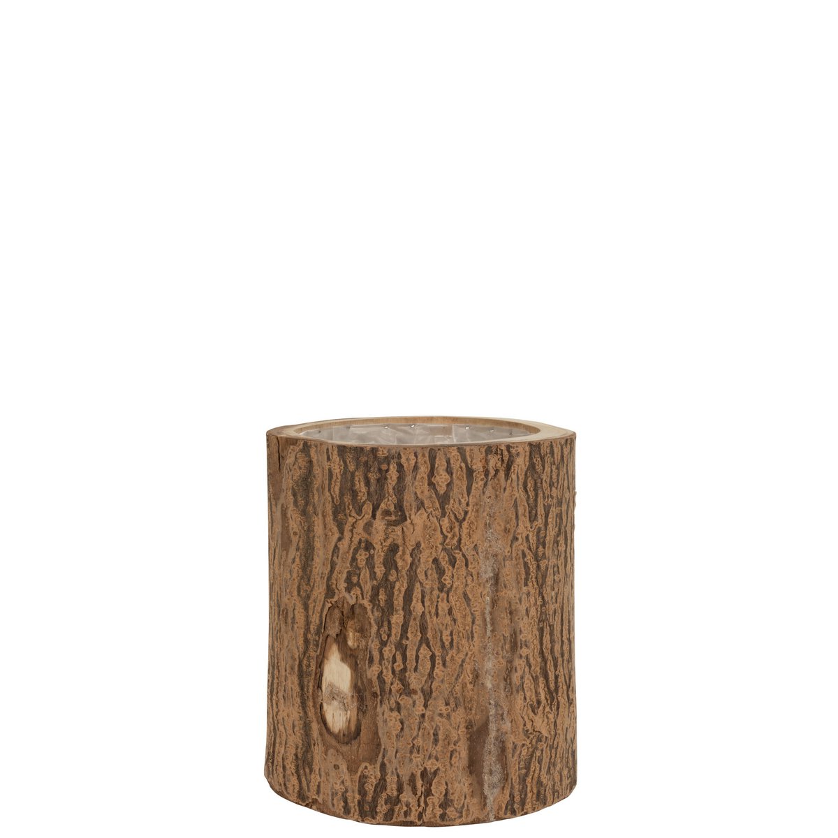Pot de fleurs Berk en bois naturel de J-Line, vue de face