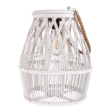 DÉCOLOR SOLAIRE LED "KORBINIAN" pour le jardin et la terrasse en bois et en rotin de nature, lampe solaire 34 cm de haut