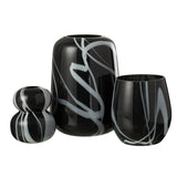 Vase effet de fumée J-Line en verre noir et blanc, design contemporain
