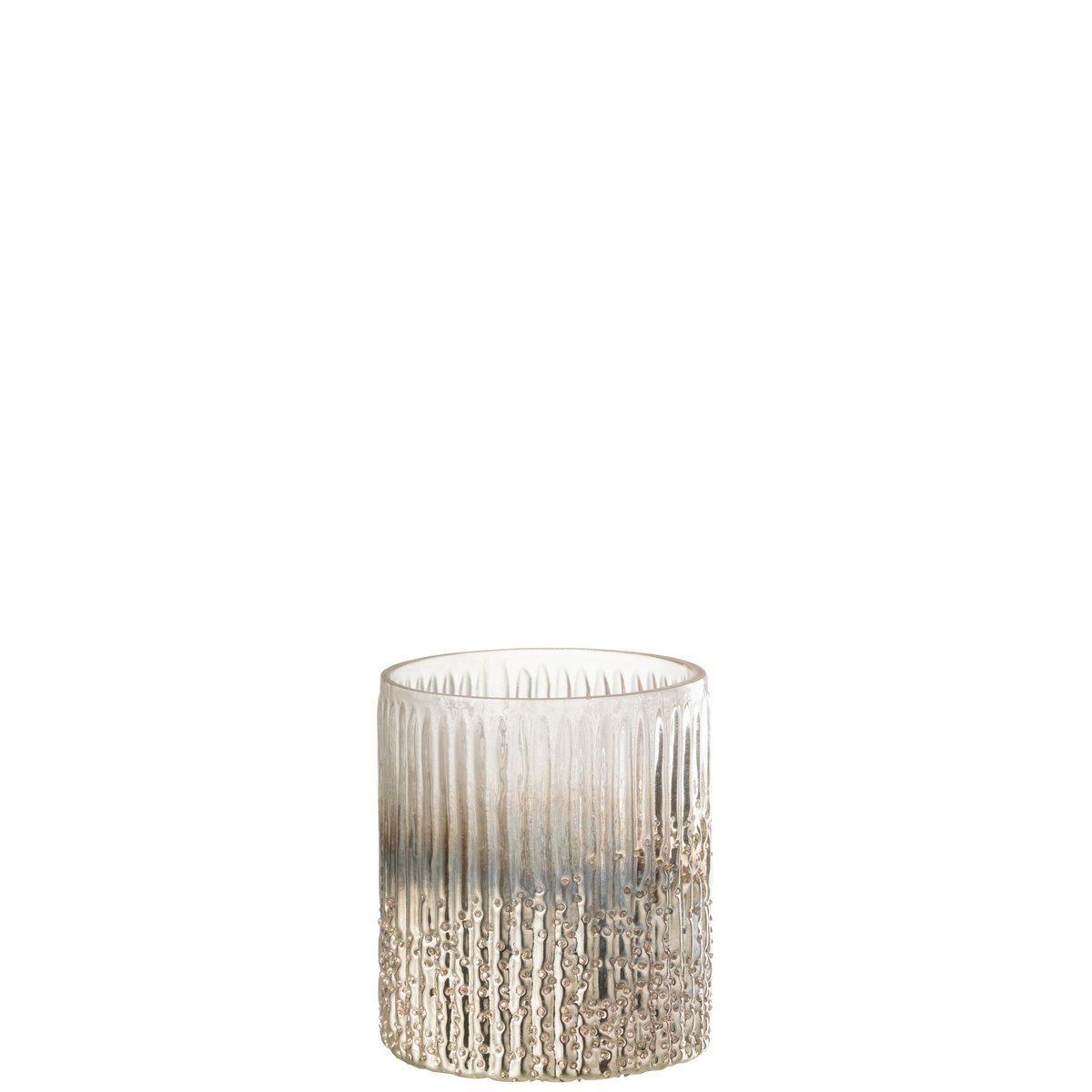 Lanterne J-Line Ribbed en verre rose, vue de face