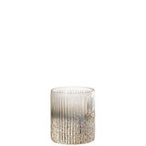 Lanterne J-Line Ribbed en verre rose, vue de face