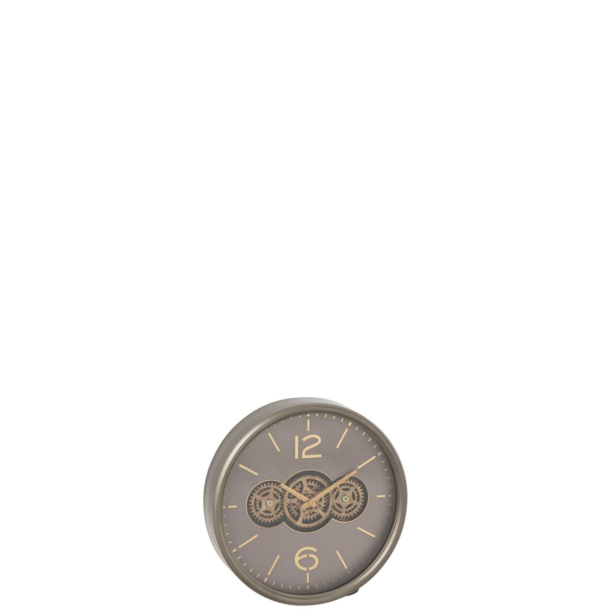 Horloge J-Line Klok Gear en bois gris et doré, design industriel