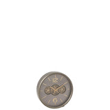 Horloge J-Line Klok Gear en bois gris et doré, design industriel