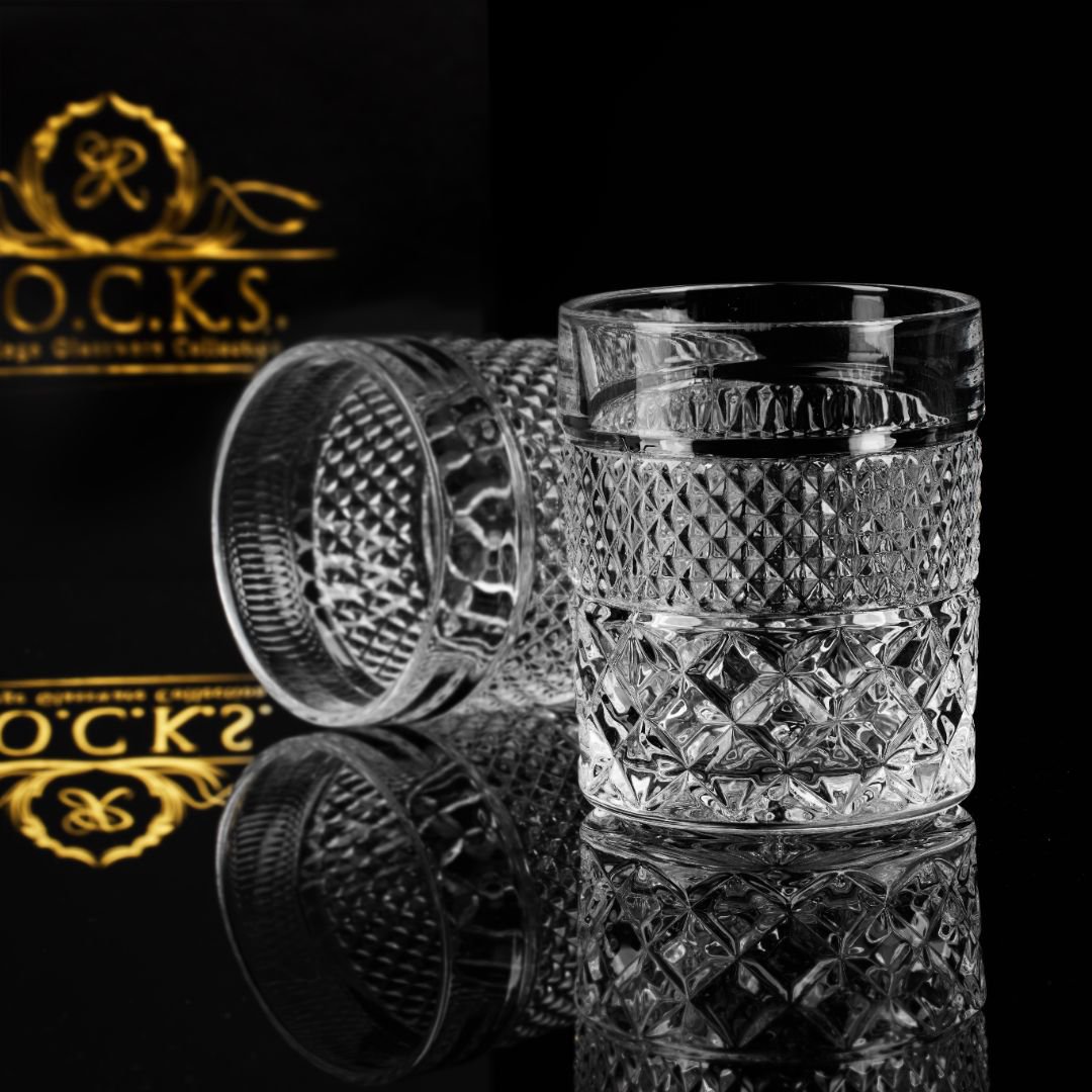 Lot de 4 verres à whisky en cristal transparent