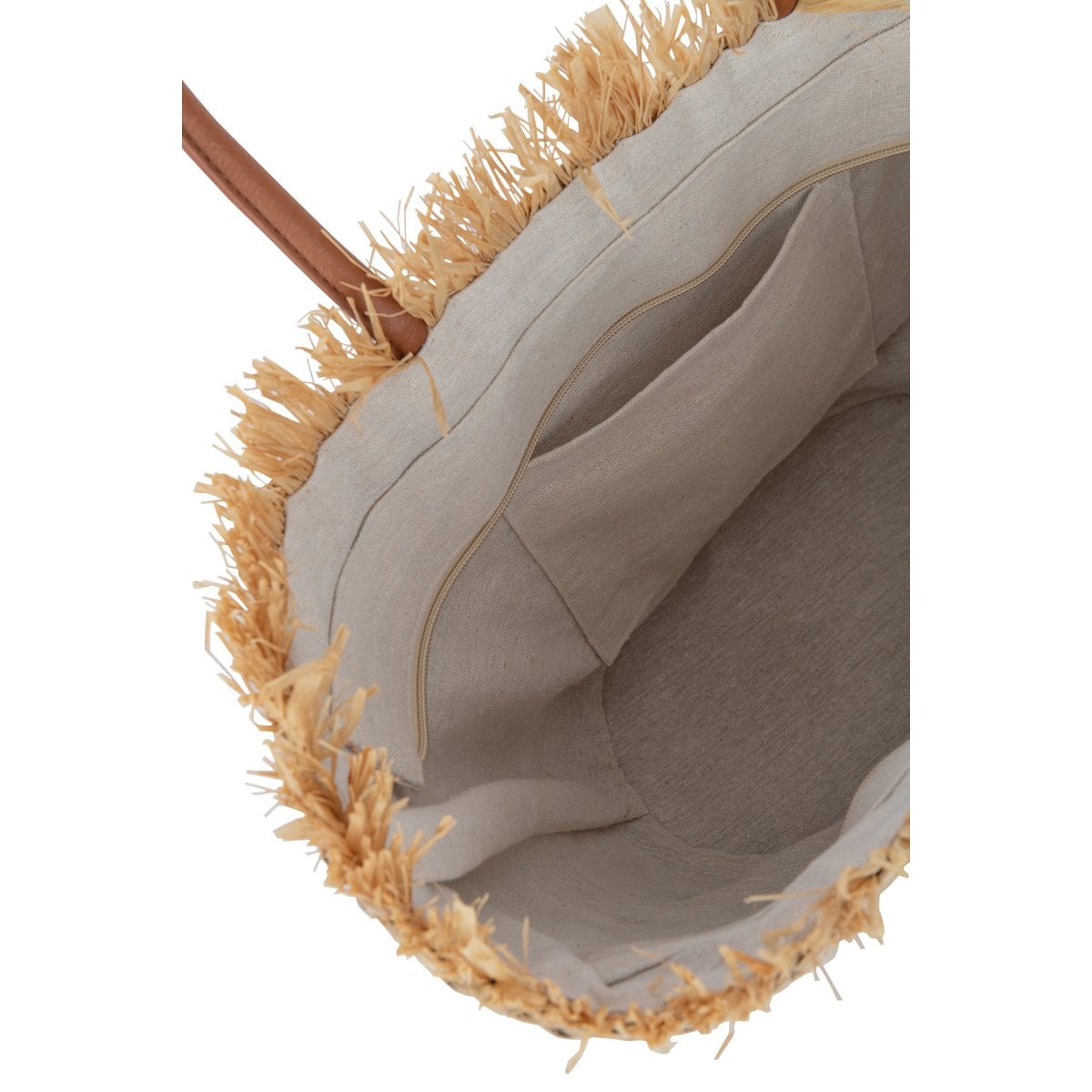 Sac de plage J-Line en jute naturel, vue de côté montrant les anses