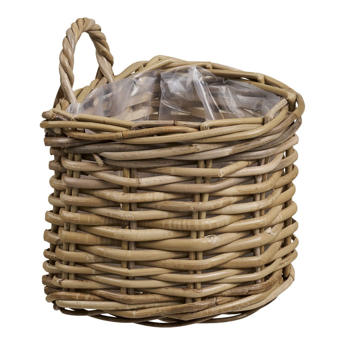 Panier Keli en rotin naturel avec anse, vue de face