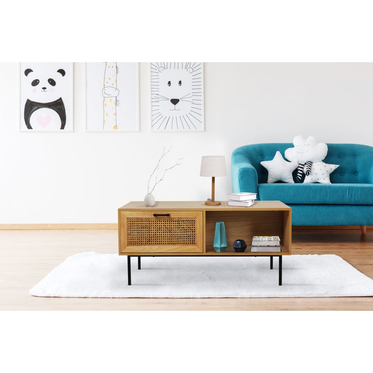 Table basse en situation dans un salon moderne