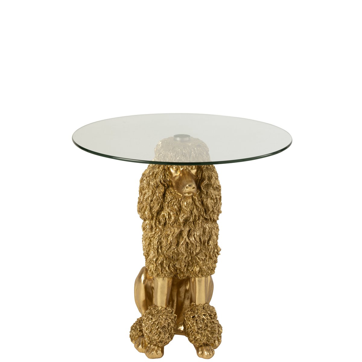Table d'appoint J-Line Poodle Round en polyrésine dorée vue de face