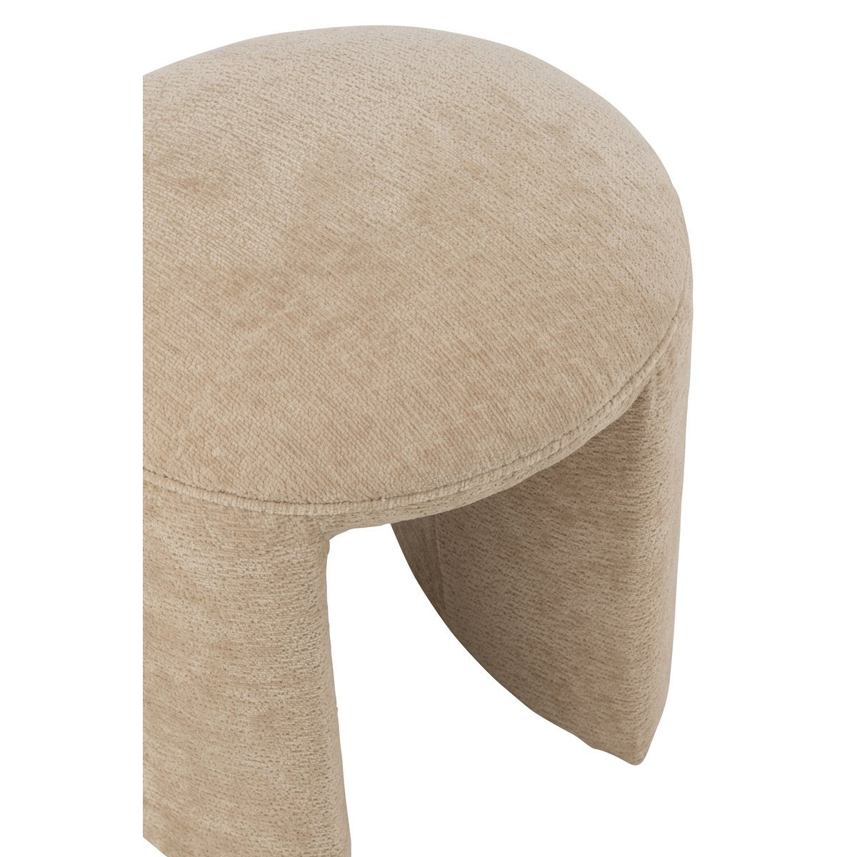 Tabouret J-Line rond en textile beige, mise en scène décorative