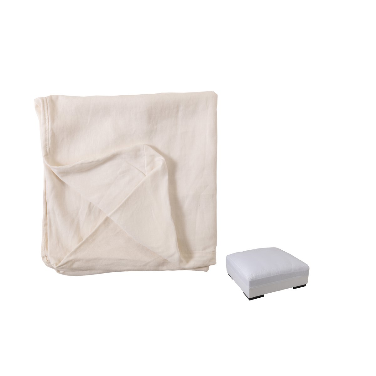 Housse pour pouf Monaco en lin blanc, vue de face