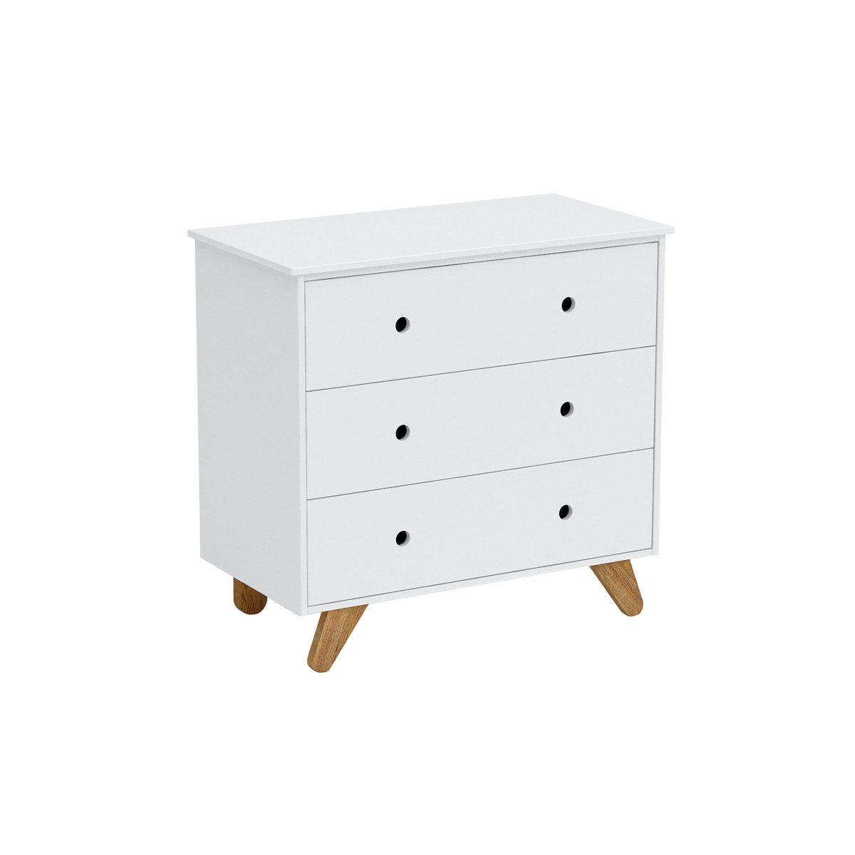 Détail des pieds en bois de la commode scandinave Moebilia