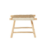 Pouf Waverly J-Line en bois de teck et herbe maritime, vue de face