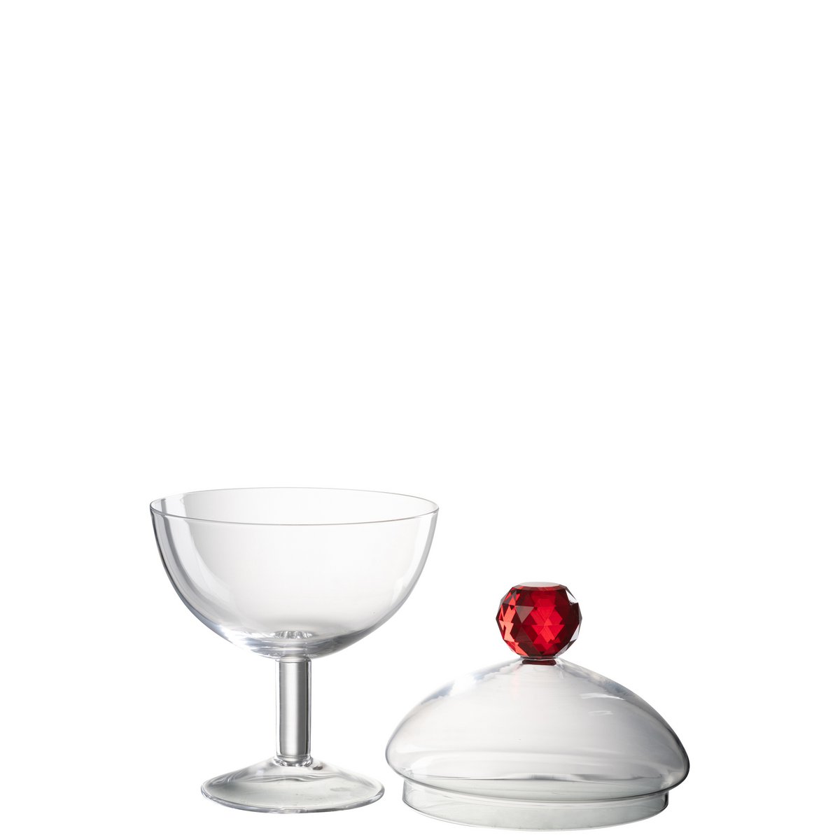 Pot de conservation J-Line Diamond en verre cristal rose, vue de face
