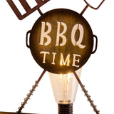 Spit de terre solaire LED H: 130 cm (barbecue), pour les brochettes à l'extérieur, en métal et en plastique en rouille, avec une LED intégrée