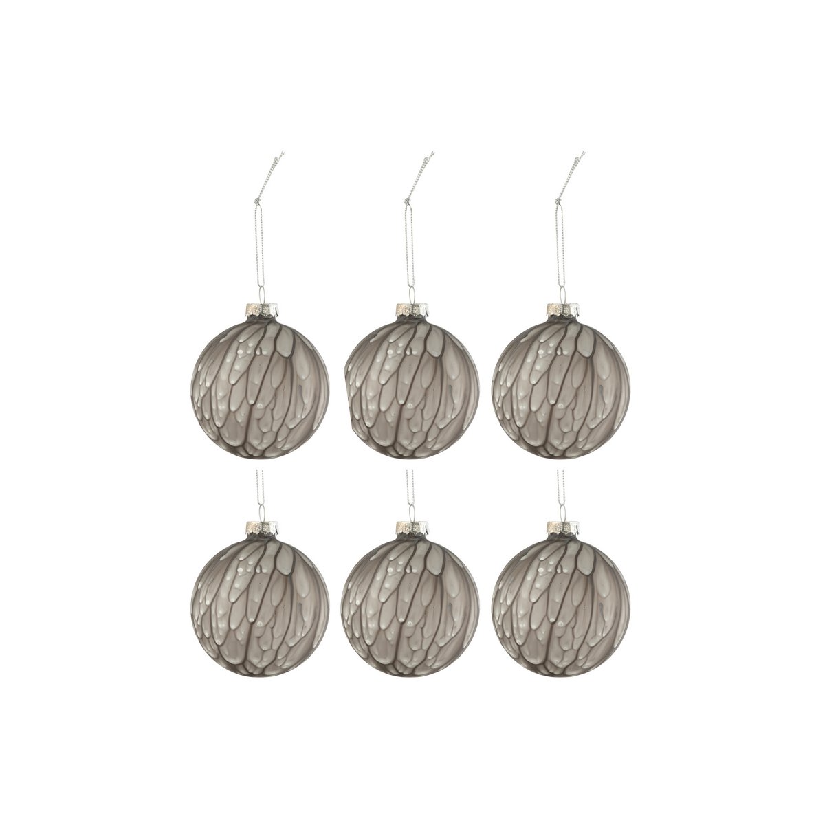 Boule de Noël J-Line Spotted en verre noir transparent, élégante et brillante