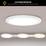 LED PLADIER LAX "BONUS" Ø29 cm, installation et structure de lampe fonctionnelle possibles, lampe de plafond en métal et en plastique en blanc, avec des LED fermement installées, y compris le changeur de couleur CCT
