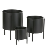 Pot de Fleurs sur Pied Jessy - Lot de 3 - H35 x Ø27 cm - Métal - Noir