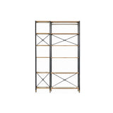 Ensemble étagère industriel en bois et métal dans un salon moderne