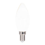 6 Set LED lampe avec douille E14, forme de bougie 4 watts, en métal et verre, laiteux
