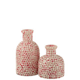 Vase Heart Mosaic J-Line en verre rose avec design mosaïque