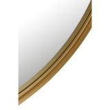 Détail du miroir J-Line avec finition dorée et bord arrondi