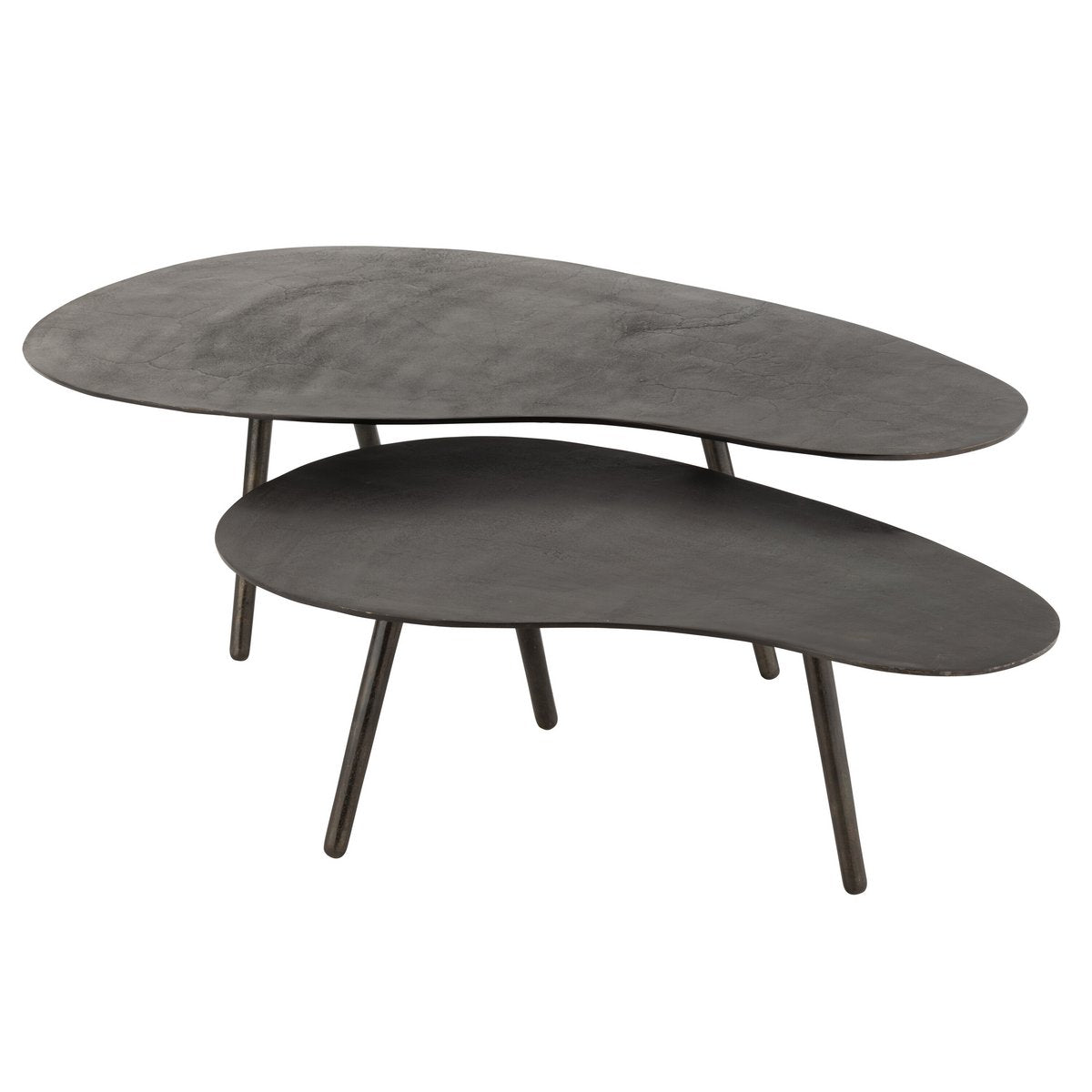 Table basse J-Line, gros plan sur la texture du métal